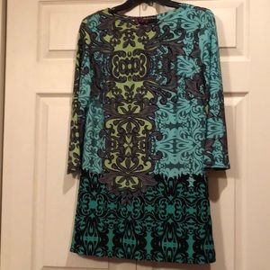 Peck & Peck size Small Gray/Green/Aqua  Tunic with Split Side Hem